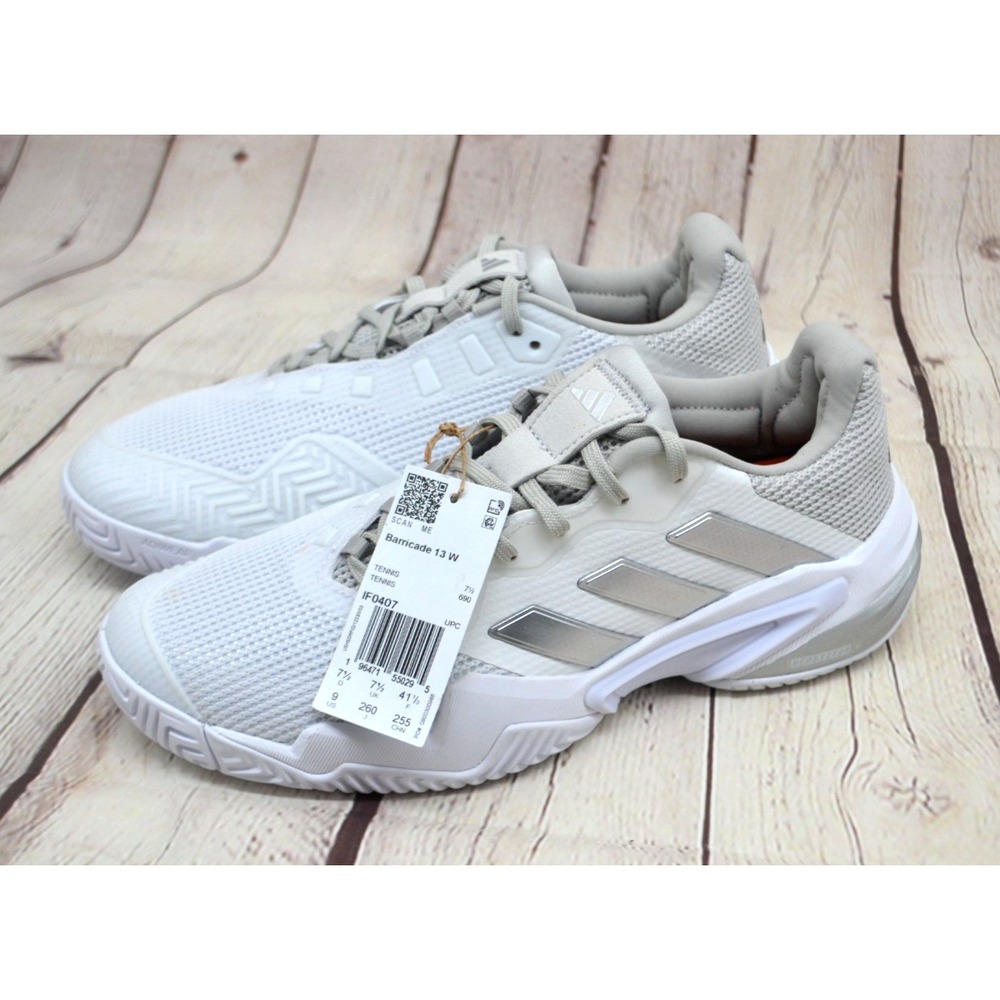 ADIDAS Women's IF0407 Barricade 13 Tennis Shoes SIZE 9 White / Gray NWOB